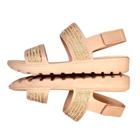 Skechers Foamies Footsteps Blush Sandal Sz 8 “How Extra” Pearl Sparkle Luxe Foam - Picture 8 of 13